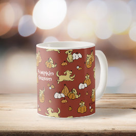 Personlig Golden Retriever Puppy Pumpkin Season Kaffemugg