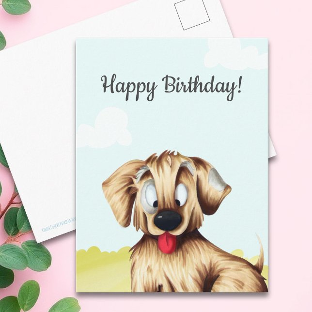 Personlig Golden Retriever Tecknad Födelsedag Vykort (Skapare uppladdad)