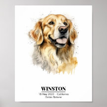 Personlig Golden Retriever Watercolor