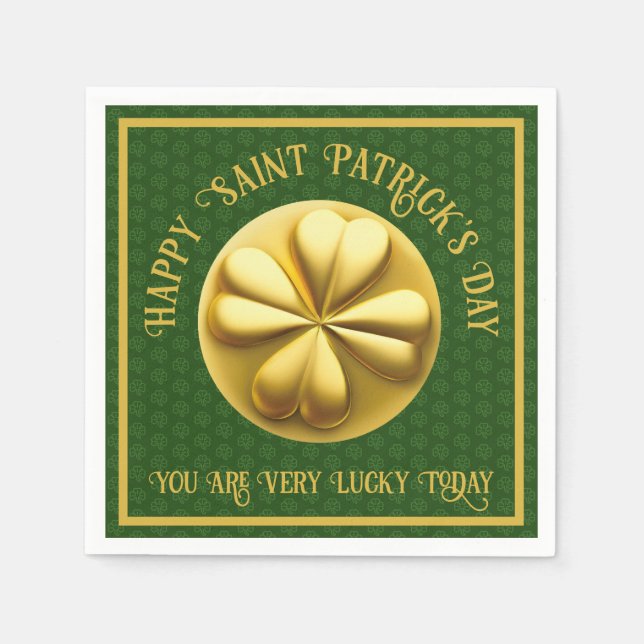 Personlig Golden Shamrock St. Patrick's Day Pappersservett (Framsidan)