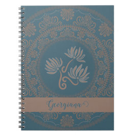 Personlig Golden Teal Rococo Lotus Dot Mandala Anteckningsbok