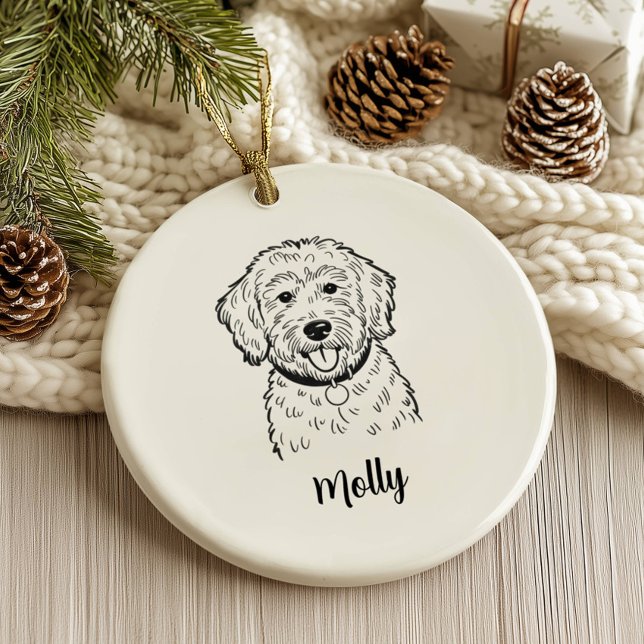 Personlig Goldendoodle Hund Jul Julgransprydnad Keramik (Skapare uppladdad)