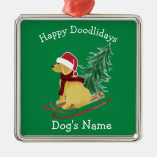Personlig Goldendoodle jul Sled Julgransprydnad Metall