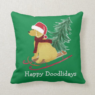 Personlig Goldendoodle jul Sled Kudde