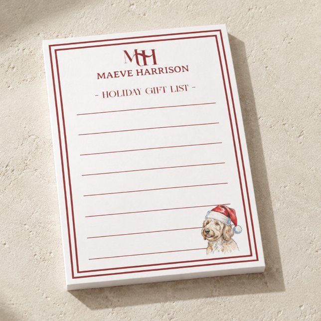 Personlig Goldendoodle-julklappslista Post-it Block (Personalized Goldendoodle Christmas Gift List Post-it Notes
)