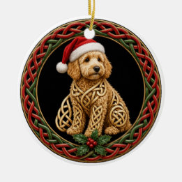 Personlig Goldendoodle-keltisk knut jul Julgransprydnad Keramik
