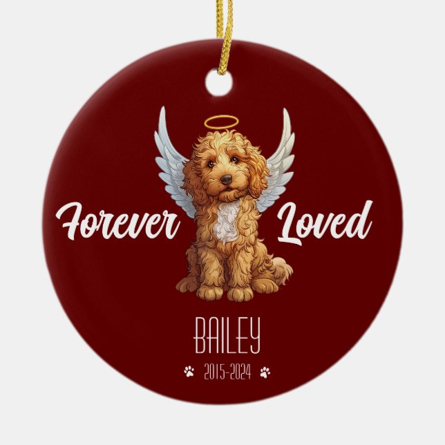 Personlig Goldendoodle-minnesörnamente Julgransprydnad Keramik (Framsidan)