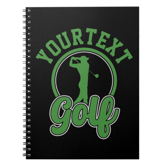 Personlig Golf ADD NAMN Retro Pro Golfer Swing Anteckningsbok (Framsidan)