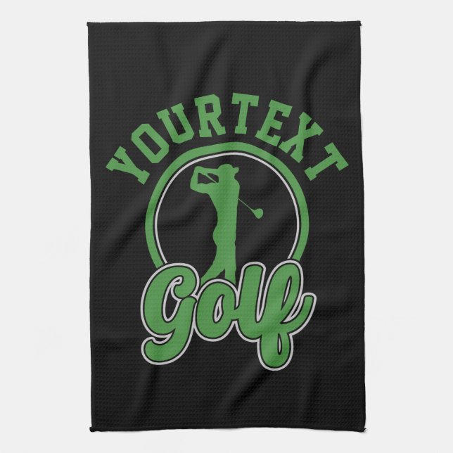 Personlig Golf ADD NAMN Retro Pro Golfer Swing Kökshandduk (Vertikal)