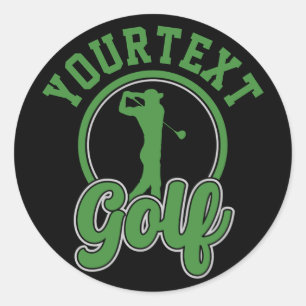 Personlig Golf ADD NAMN Retro Pro Golfer Swing Runt Klistermärke