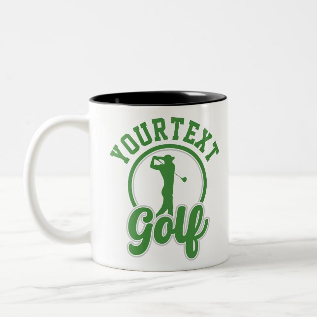 Personlig Golf ADD NAMN Retro Pro Golfer Swing Två-Tonad Mugg (Vänster)