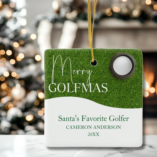 Personlig Golf älskare God jul Foto Julgransprydnad Keramik (Skapare uppladdad)