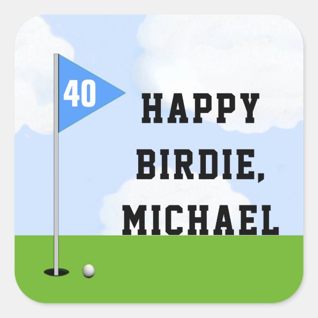 Personlig Golf Birthday Fyrkantigt Klistermärke (Framsida)