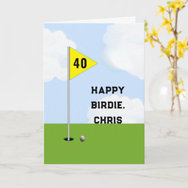 Personlig Golf Birthday Kort (Gul blomma)
