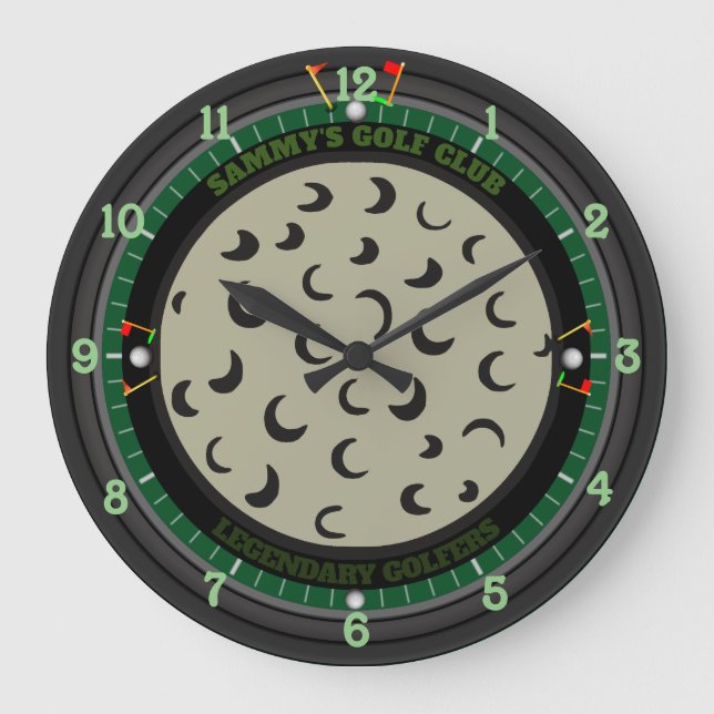Personlig Golf Boll Large Clock Stor Klocka (Framsida)