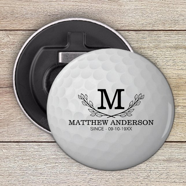 Personlig Golf Boll Mönster Namn Monogram Age Flasköppnare (Skapare uppladdad)