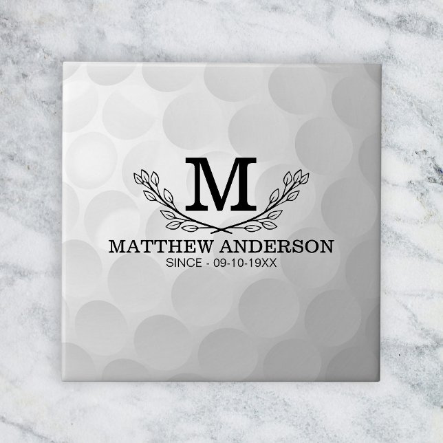 Personlig Golf Boll Mönster Namn Monogram Age Kakelplatta (Skapare uppladdad)