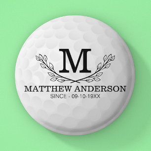 Personlig Golf Boll Mönster Namn Monogram Age Knapp