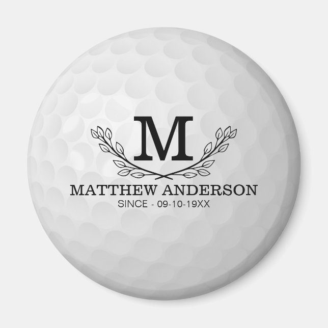 Personlig Golf Boll Mönster Namn Monogram Age Magnet (Framsidan)