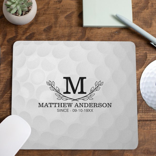 Personlig Golf Boll Mönster Namn Monogram Age Musmatta (Skapare uppladdad)