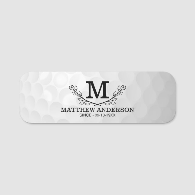 Personlig Golf Boll Mönster Namn Monogram Age Namnbricka (Framsida)