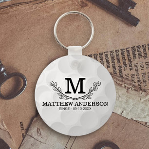 Personlig Golf Boll Mönster Namn Monogram Age Nyckelring