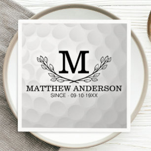 Personlig Golf Boll Mönster Namn Monogram Age Pappersservett