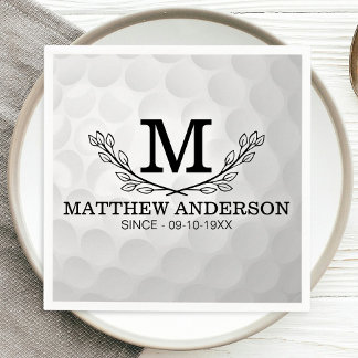 Personlig Golf Boll Mönster Namn Monogram Age Pappersservett