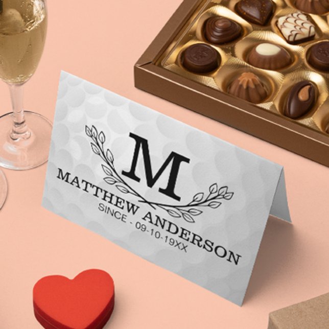 Personlig Golf Boll Mönster Namn Monogram Age Placeringskort (Skapare uppladdad)