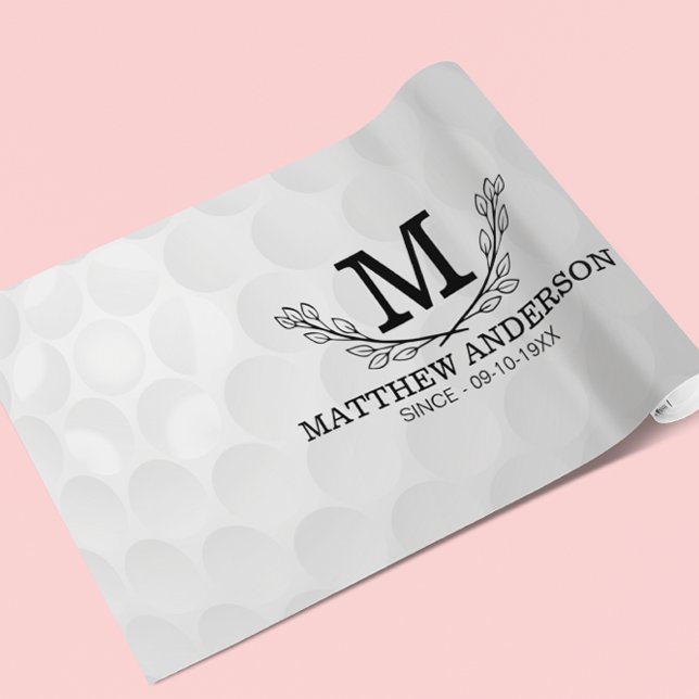 Personlig Golf Boll Mönster Namn Monogram Age Presentpapper (Skapare uppladdad)