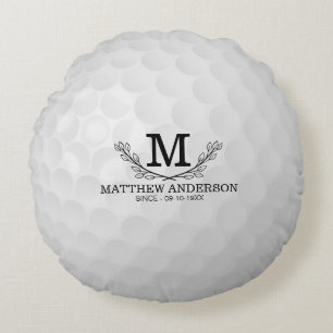 Personlig Golf Boll Mönster Namn Monogram Age Rund Kudde