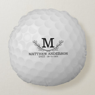 Personlig Golf Boll Mönster Namn Monogram Age Rund Kudde