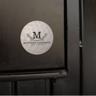 Personlig Golf Boll Mönster Namn Monogram Age Runt Klistermärke