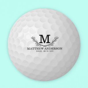 Personlig Golf Boll Mönster Namn Monogram Age Underlägg Papper Rund
