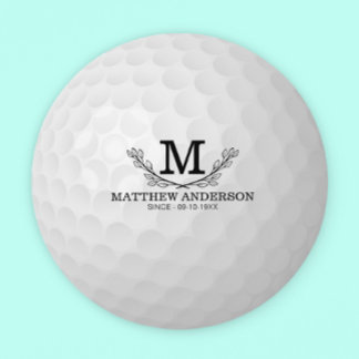 Personlig Golf Boll Mönster Namn Monogram Age Underlägg Papper Rund