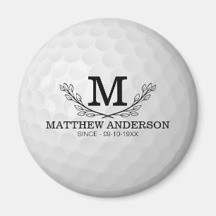 Personlig Golf Boll Mönster Namn Monogram Ålder Magnet