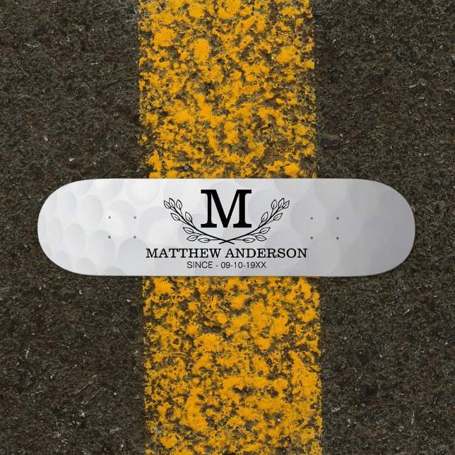 Personlig Golf Boll Mönster Namn Monogram Ålder Mini Skateboard Bräda 18,5 Cm (Skapare uppladdad)