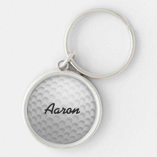 Personlig Golf Boll-Nyckelring Keychain Gift Rund Silverfärgad Nyckelring (Framsidan)