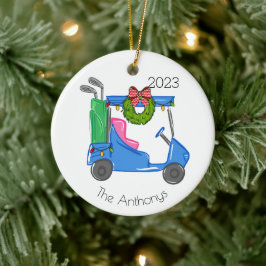 Personlig Golf Cart-julen Ljus andedräkt Julgransprydnad Keramik