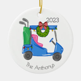 Personlig Golf Cart-julen Ljus andedräkt Julgransprydnad Keramik