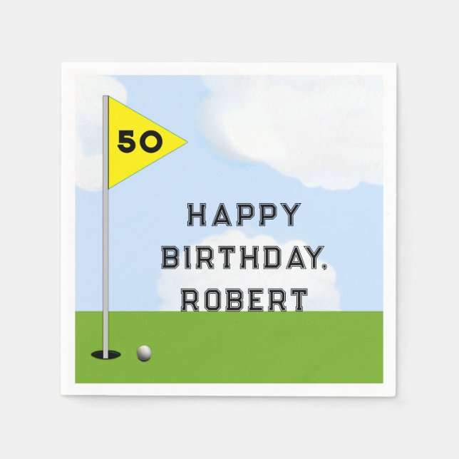 Personlig golf-födelsedag pappersservett (Framsidan)