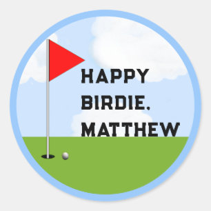 Personlig golf födelsedag runt klistermärke