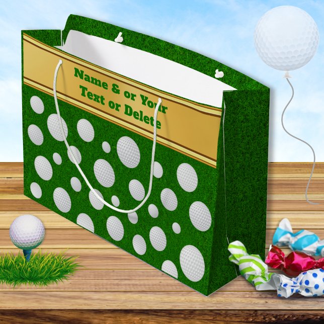 Personlig, Golf Gift Bag, Golf Bollar (Personalized, Golf Gift Bags. Large Golf Gift Bag for your Gold themed party and golf party supplies)