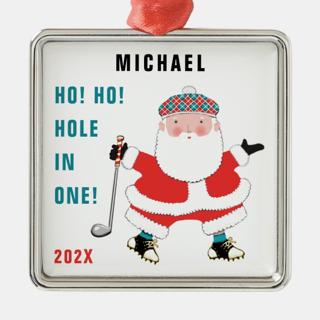 Personlig Golf Gift Julgransprydnad Metall (Framsidan)