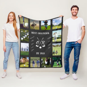 Personlig Golf Grandparent Pappa Mamma Photo Text Fleecefilt