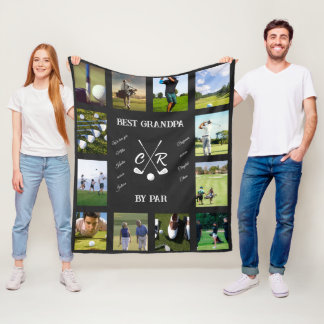 Personlig Golf Grandparent Pappa Mamma Photo Text Fleecefilt