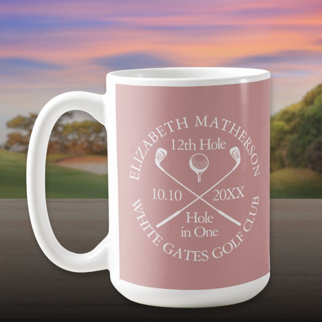 Personlig Golf Hål-i-ett Dammrosa Rosa Kaffemugg (Personalized Golf Hole in One Dusty Rose Pink Coffee Mug
)