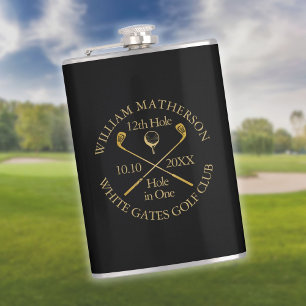 Personlig Golf Hål-i-ett Svart Och Guld Fickplunta