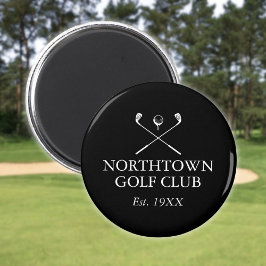 Personlig Golf Klubb Namn Black and White Magnet