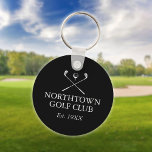 Personlig Golf Klubb Namn Black and White Nyckelring<br><div class="desc">Anpassa till namn i din golfklubb och fastställa datum. Designad av Thisisnotme©</div>